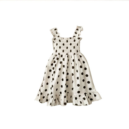 Baby Girl Dot Pattern Sling Onesie & Dress In Summer