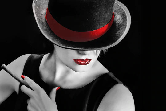 #007 CIGAR W/Red Lips GLASS WALL ART