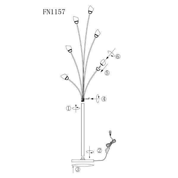 #008 CRYSTAL FLOWERS 6 LIGHTS