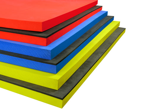 EVA foam in blue, red and yellow
