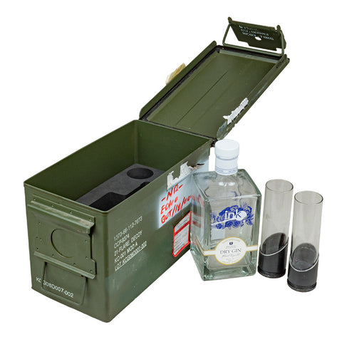 Unusual corporate gift box for gin inside an army case