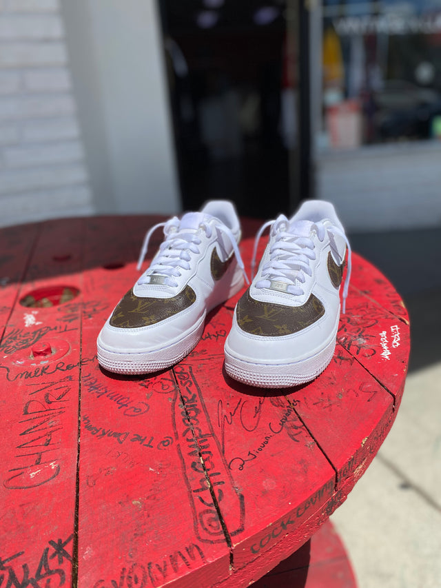 Brown and cream Louis Vuitton Air Force 1 Custom - Owl Fashion Shop