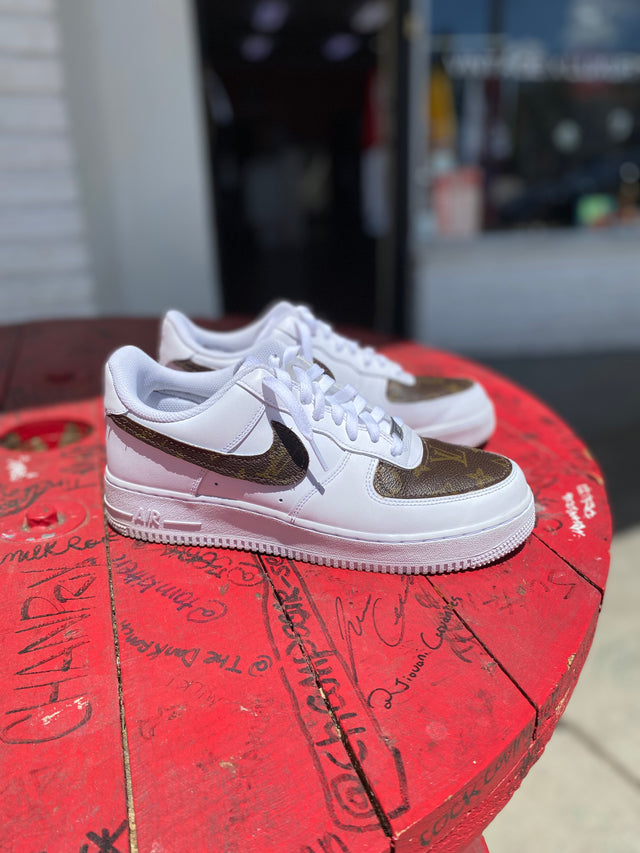 Brown and cream Louis Vuitton Air Force 1 Custom - Owl Fashion Shop