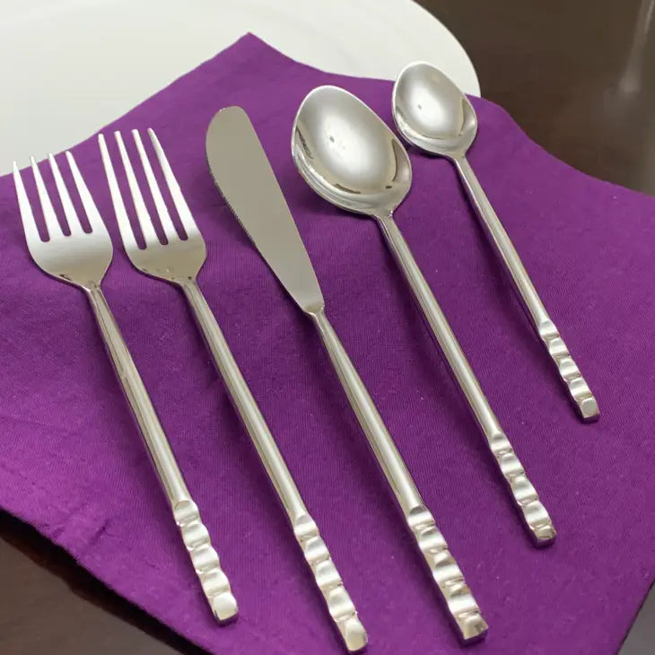 5 Piece Flatware Set-Silver Glossy