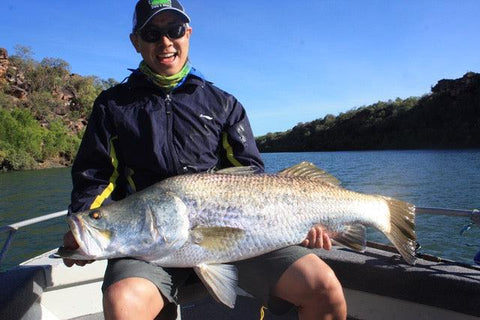  A 106cm Barramundi taken under the cliffs of the upper Mitchell River.