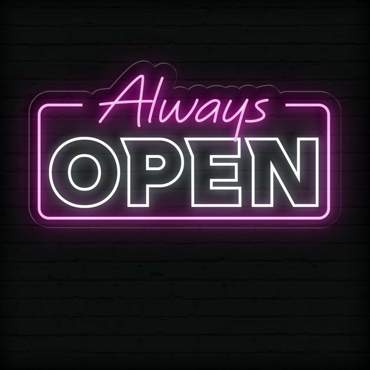 Always Open LED Neon Sign for Home Door | Neon Light-Up Sign