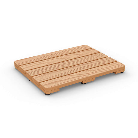 Teak Wood Bath Mat, Wooden Shower Mat for Bathroom, 24 X 16 Inch