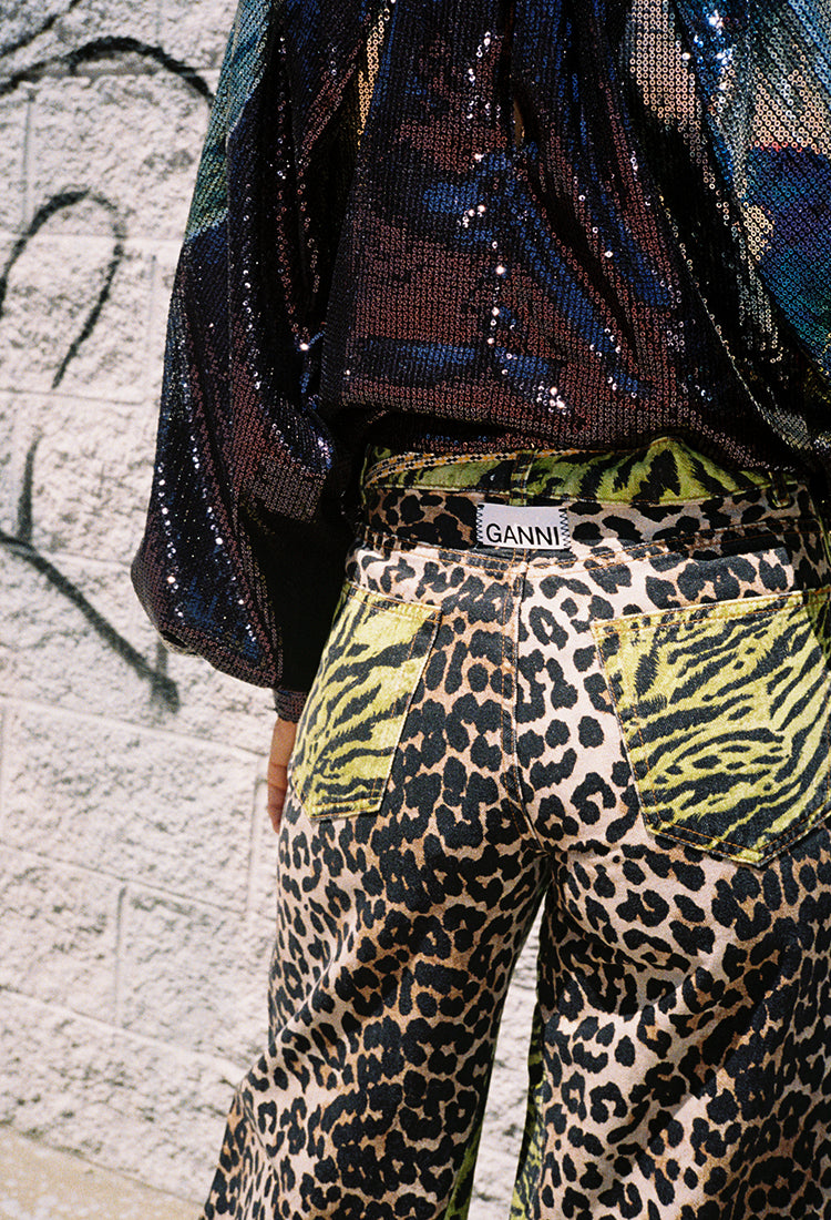 Print Denim Jeans Leopard/Lime