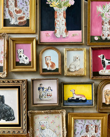 Susannah Carson Staffordshire Dogs Framed Paintings