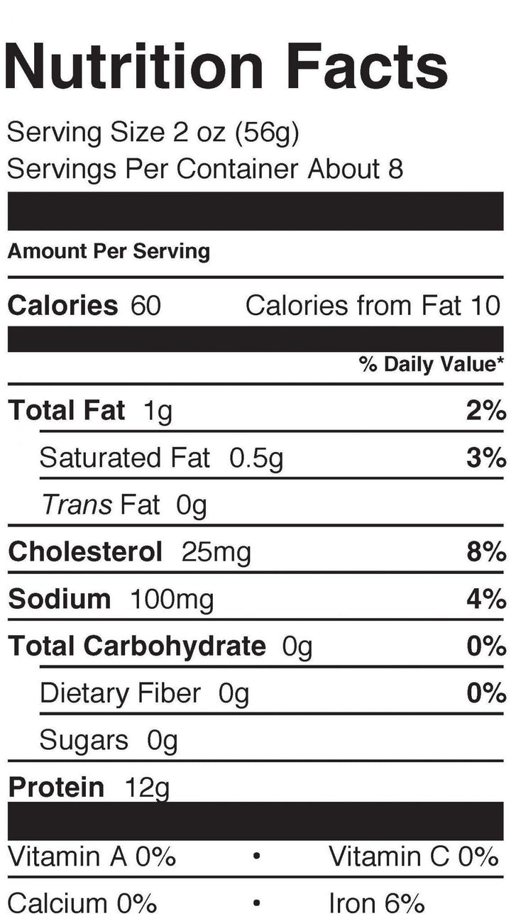 Keystone Meats Nutritional Panel