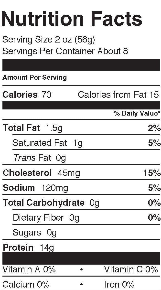 Keystone Meats Nutritional Panel