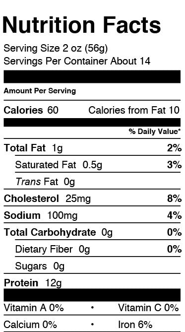 Keystone Meats Nutritional Panel