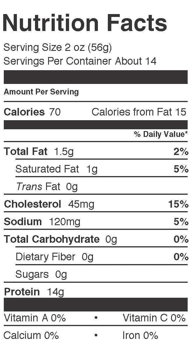 Keystone Meats Nutritional Panel