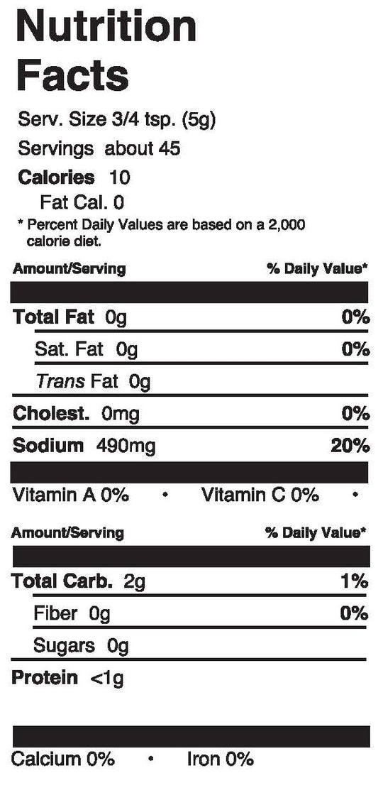 Keystone Meats Nutritional Panel