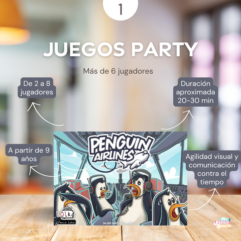 Juegos de mesa party navidad 6 jugadores penguins airline