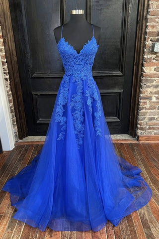 High Neck Long Sleeve Sky Blue Lace Prom Dresses, Sky Blue Lace