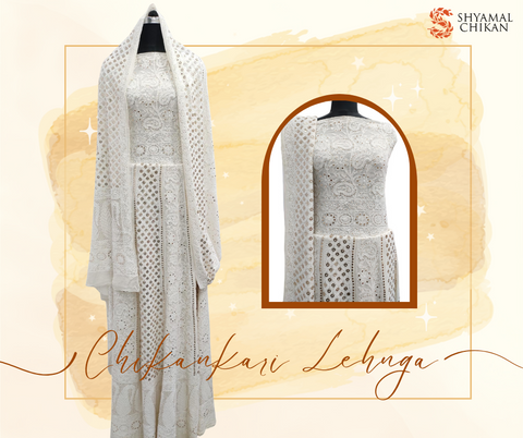 Pure Georgette Chikankari Lehnga | Shyamal Chikan | Lucknow