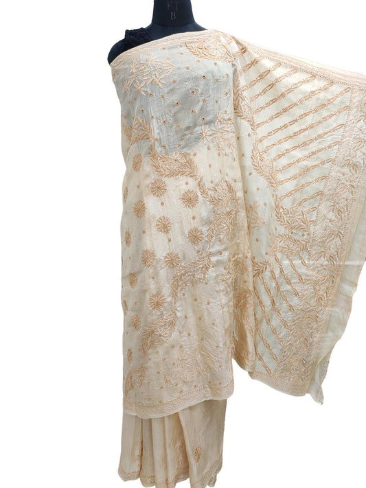 ISHIEQAs Chikankari Saree Yellow A Georgette - DC0202C