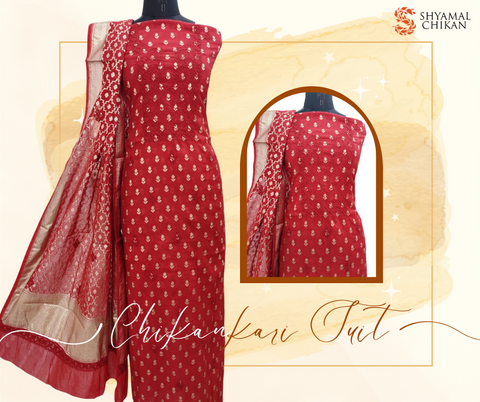 Pure Chanderi Chikankari Suit | Shyamal Chikan | Lucknow