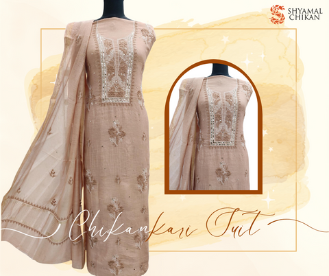 Mul Chanderi Chikankari Suit | Shyamal Chikan | Lucknow