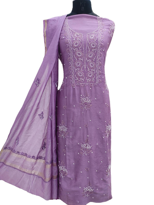 Party Wear Block Print Chanderi Suit Design In Rs 1295 - Kiran's Boutique