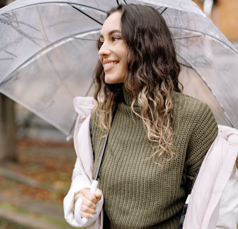 hair in the rain