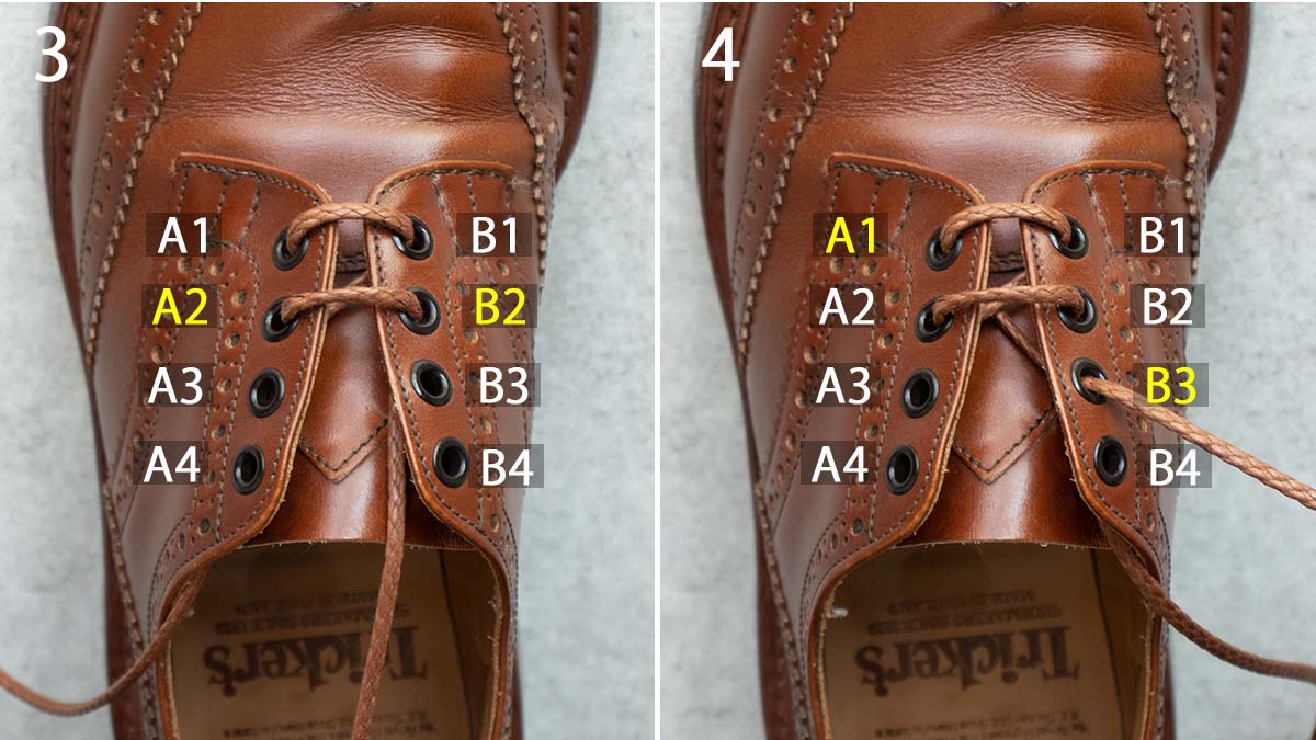 How to thread leather shoe laces with 4 eyelets (4 holes, 4 holes shoes ...