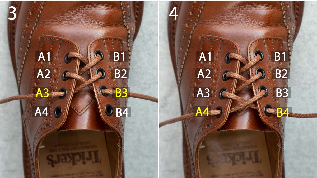 How to thread leather shoe laces with 4 eyelets (4 holes, 4 holes shoes ...
