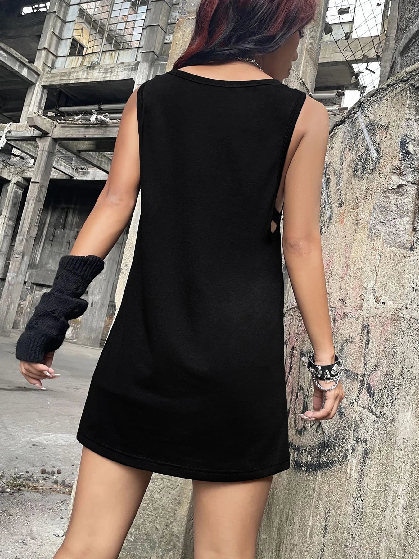 Summer Cowboy Hat Print Sleeveless Tank Top Dress for Women - Image 2