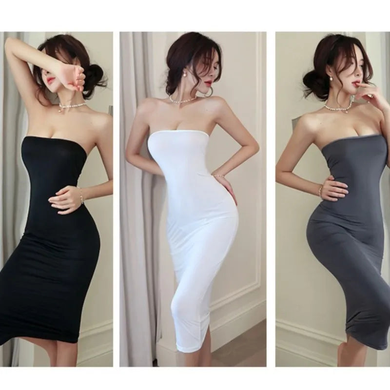 Summer Ice Silk Open Back Dress for Formal Occasions
