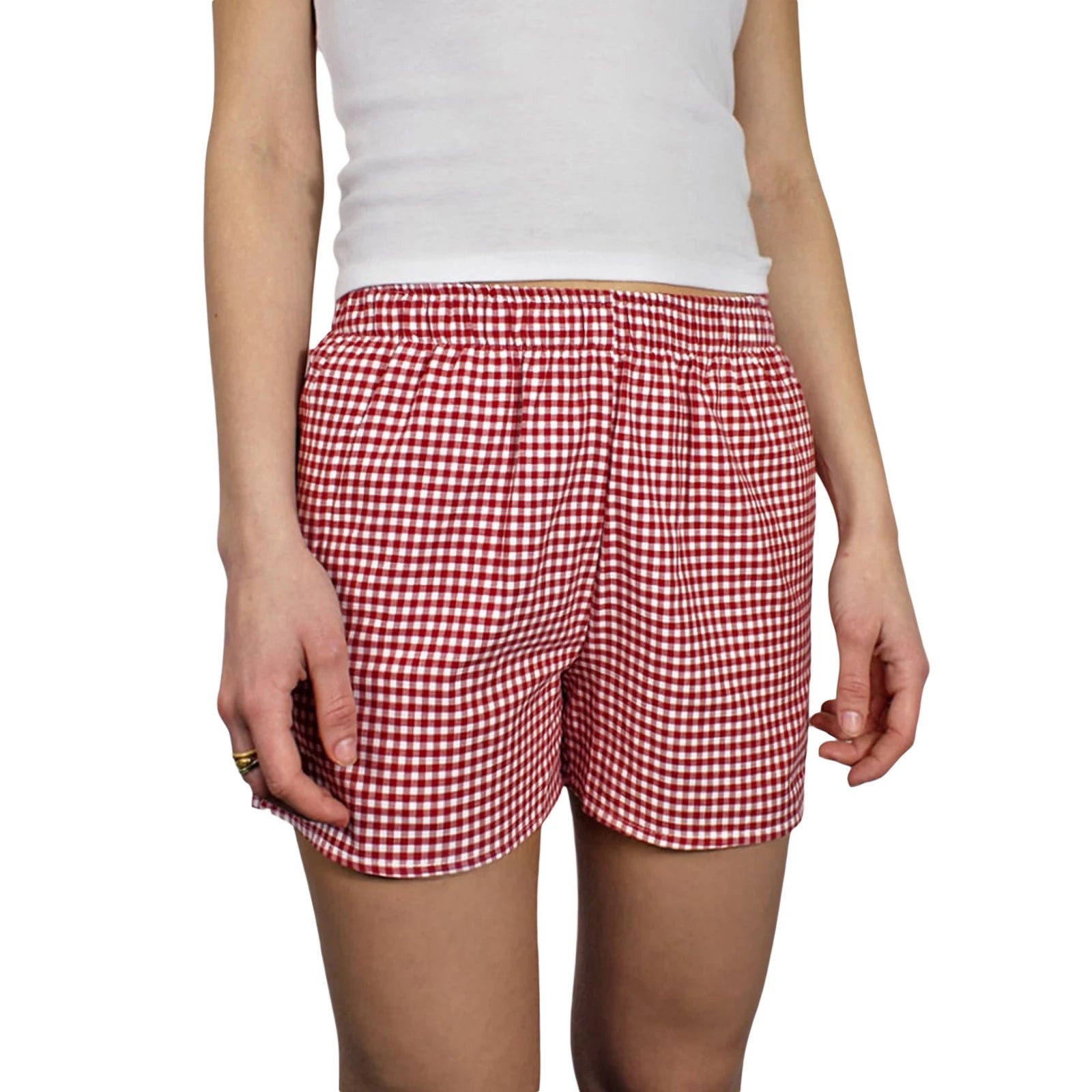 Stylish Elastic Waist Casual Plaid Print Women's Summer Shorts - Image 4