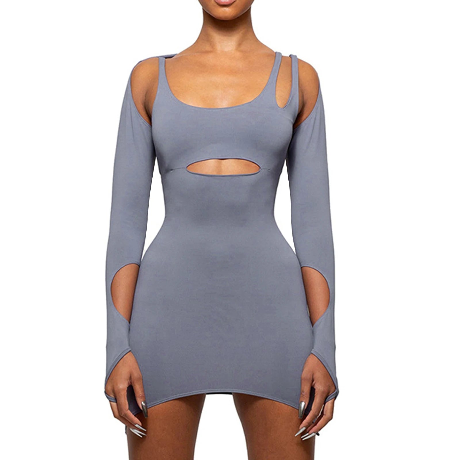 Women's Solid Color Backless Ripped Party Mini Dress for Summer - Image 6