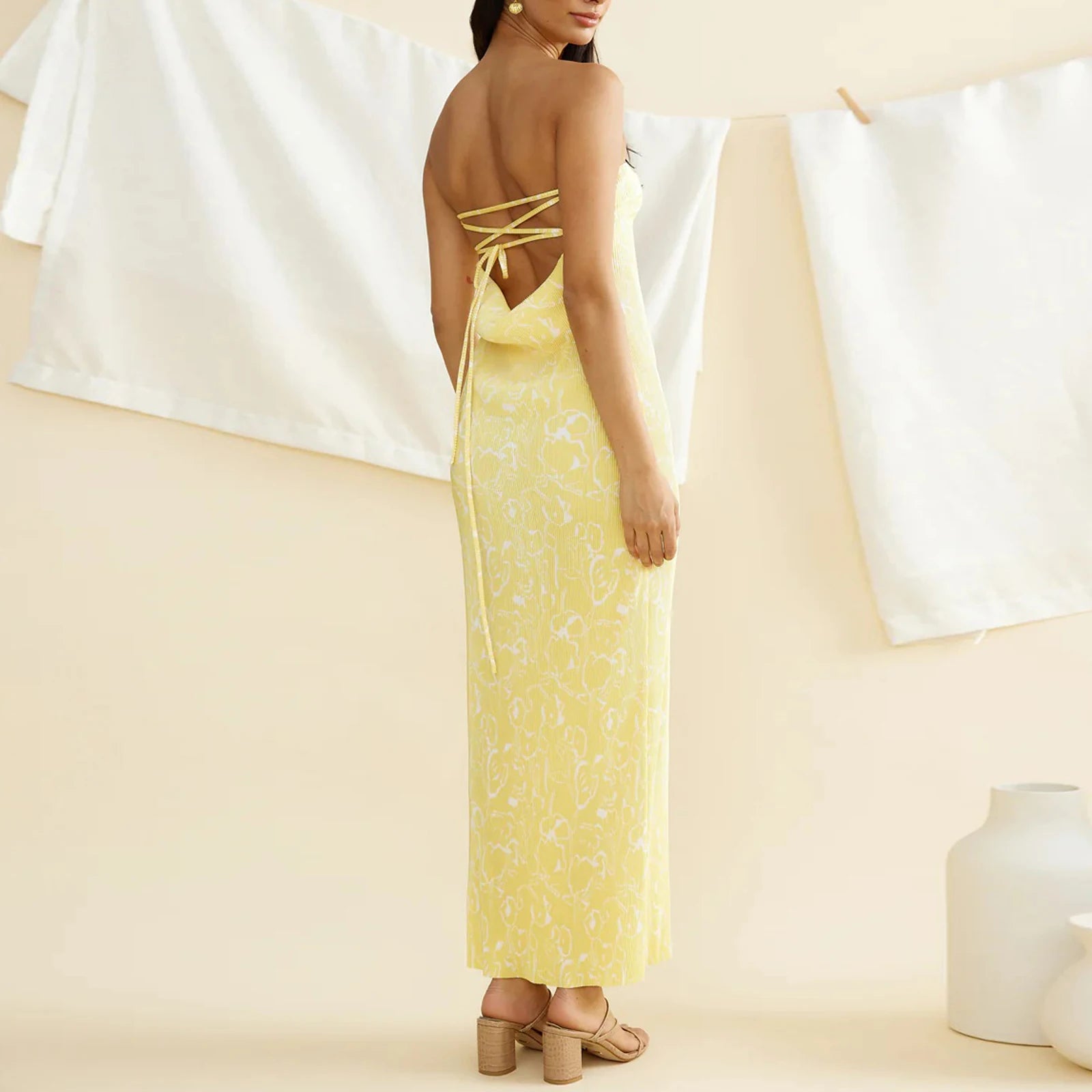 Stylish Lace-up Open Back Bodycon Party Dress - Image 4