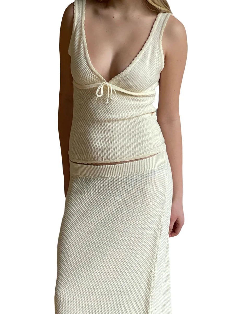 Y2K Aesthetic Patchwork V-Neck Tank Top for Women