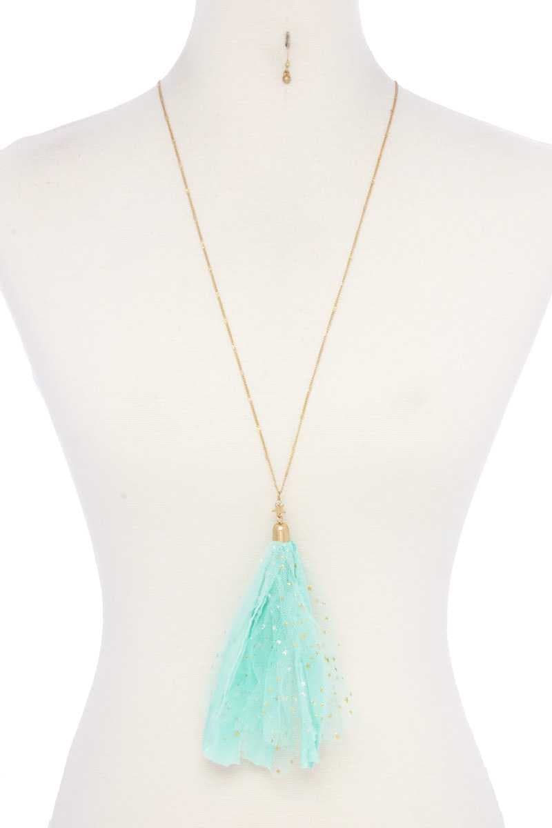 Metallic Stars Tulle Tassel Necklace - Absolutely Threads Boutique