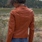 Rust Vegan Leather Long Sleeve Biker Jacket - Absolutely Threads Boutique