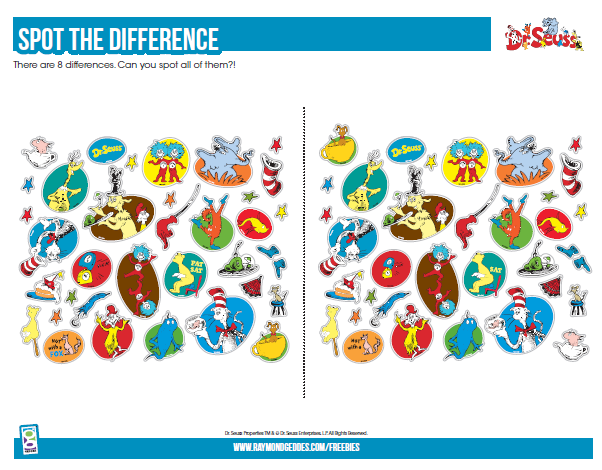 Dr. Seuss Spot the Difference Printable Activity