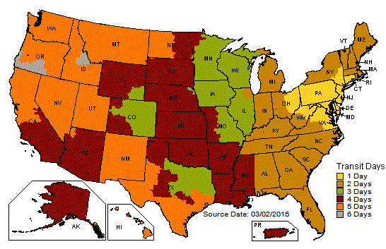 Geddes Shipping Estimates Map