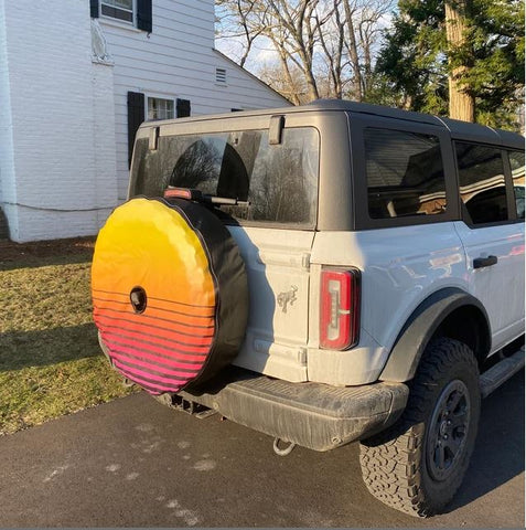 Sunset vintage coloring spare tire cover for Bronco 