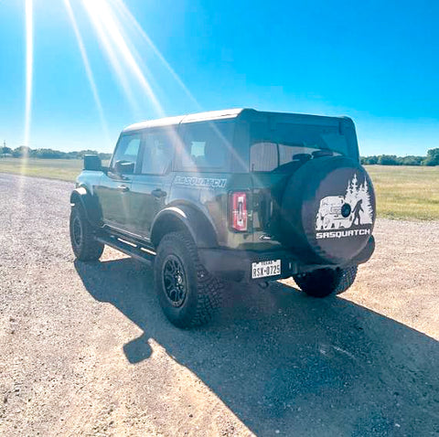 Sasquatch and ford bronco spare tire cover design