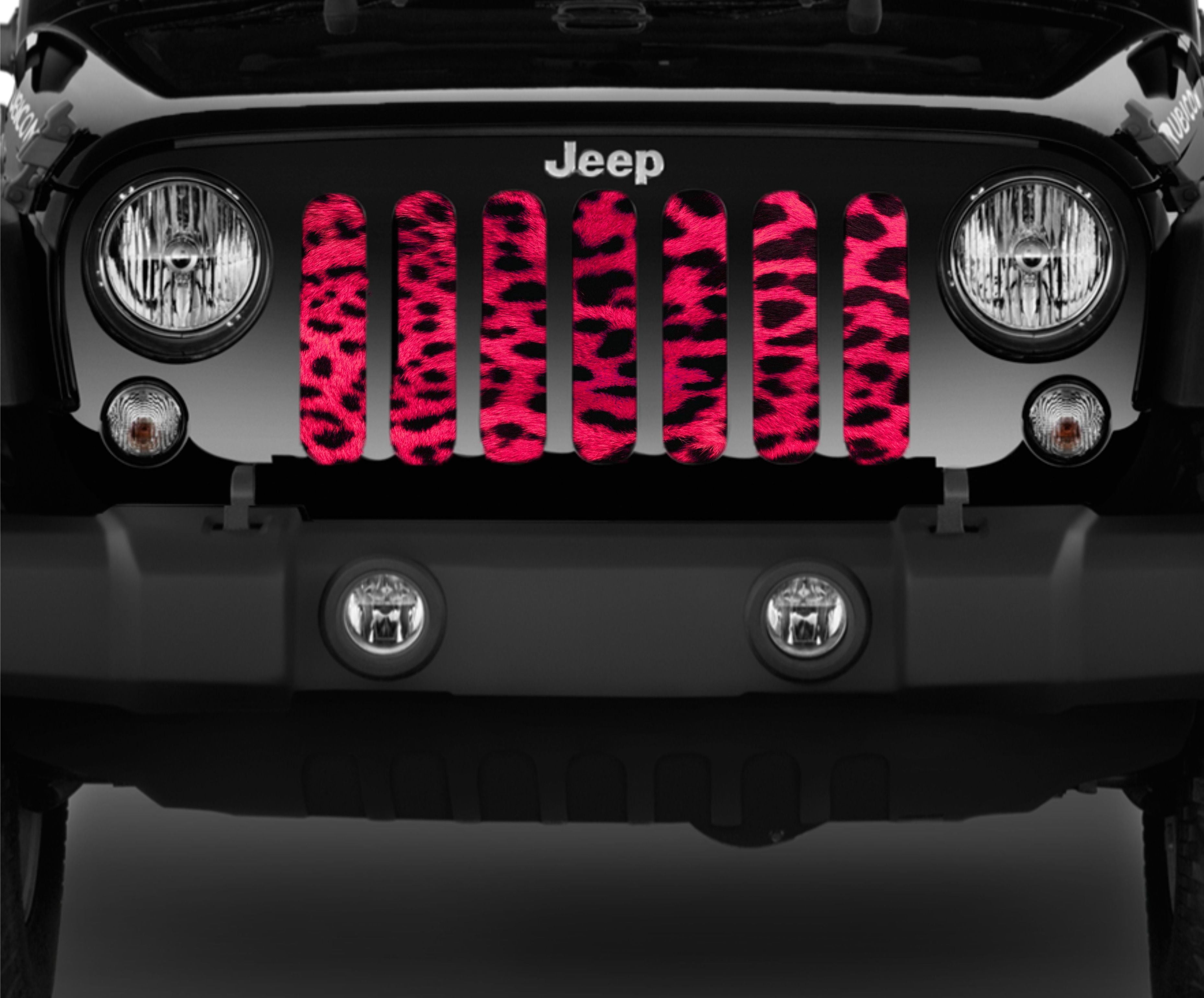 Pink Leopard Cheetah Animal Print Mesh Grille Insert for Jeep