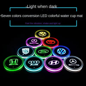 2pcs Car seven-color light-emitting coasters，Set of 2 - Caroyz