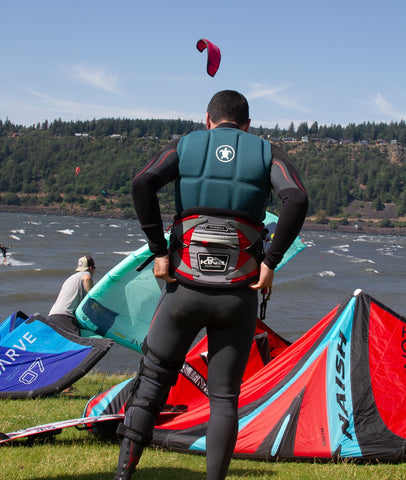 Man wearing Turtl Project Impact Vest Kiteboard4Cancer