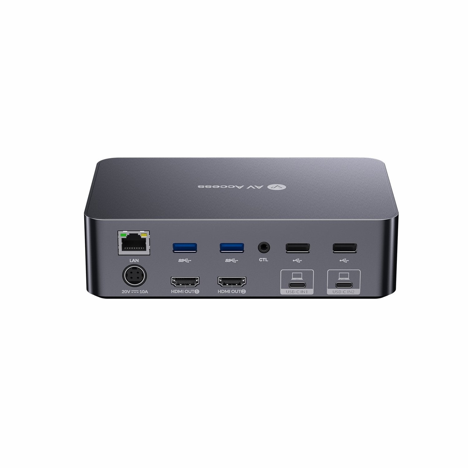 AV Access USB-C KVM Switch Docking Station for 2 Laptops 4K Dual Monitor Design 60W Charging for Each PC 1G Ethernet EDID Emulation
