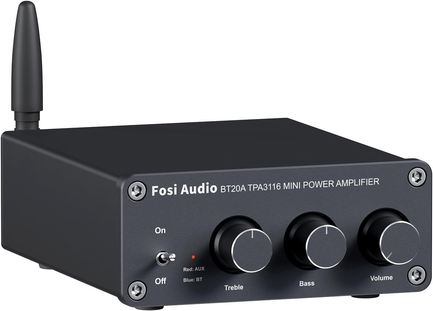 Fosi Audio Bluetooth 5.0 & R/L forstærker 100W x 2 med volumen bas og diskant kontrol sort