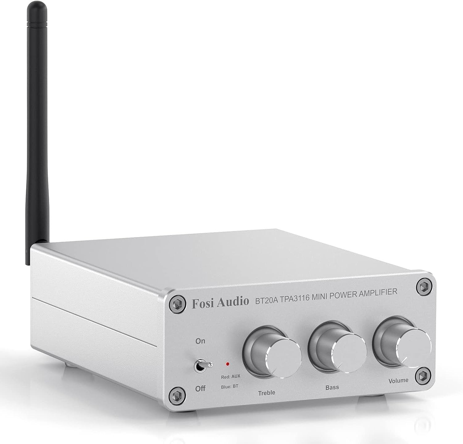 Fosi Audio Bluetooth 5.0 & R/L forstærker 100W x 2 med volumen bas og diskant kontrol hvid