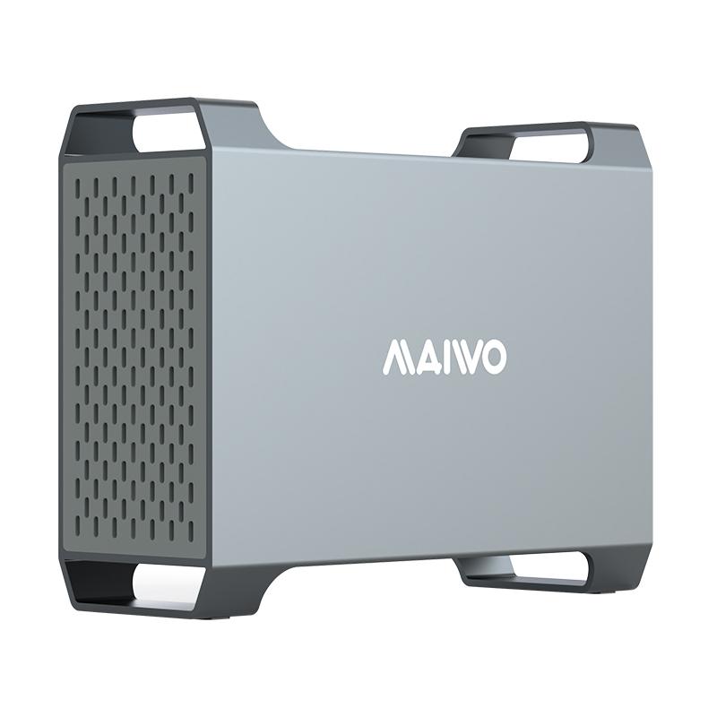 MAIWO K35282C USB-C 3.1 eksternt kabinet aluminium til 2x 35" SATA HDD med understøttelse af RAID