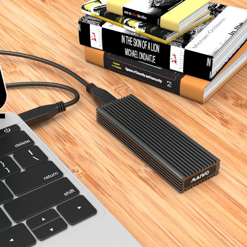 Maiwo K1687S Aluminium M.2 SATA SSD til USB C GEN2 10Gbps kabinetter ekstern storage B-tasten og B & M Key Support UASP TRIM og 6Gbps SATAII