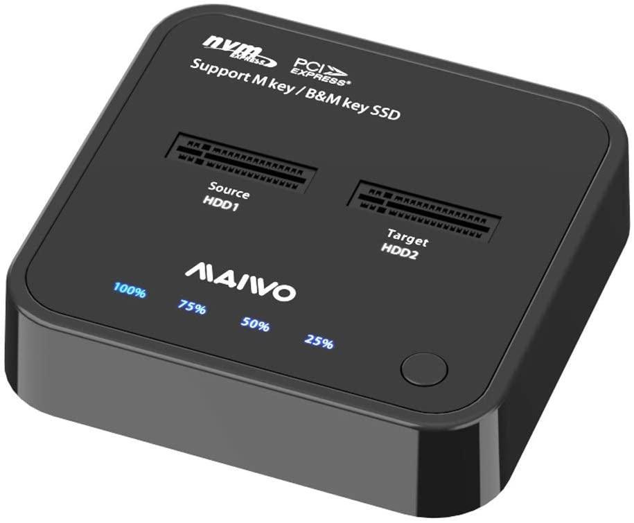 Maiwo K3016P dockingstation til disk kloning af NVMe SSD 1: 1 10 Gbps M-Key og Key B + M