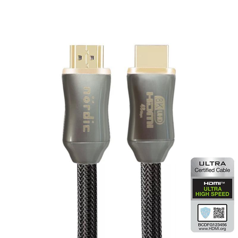 NORDIC CERTIFIED KABLER 5m Ultra High Speed HDMI 2.1 8K 60Hz 4K 120Hz 48Gbps Dynamic HDR eARC VRR nylonflettet kabel forgyldt ekstra holdbart